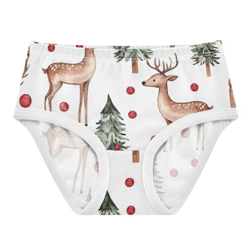 Girls' Organic Cotton Panties Comfort Underwear for Toddler Girls Rustic Xmas Print
