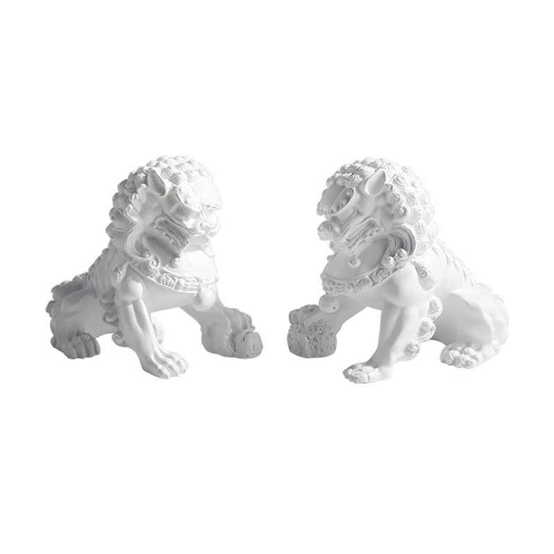 Lion chinois blanc pour sublimer un bureau vide et personnaliser un salon rétro
