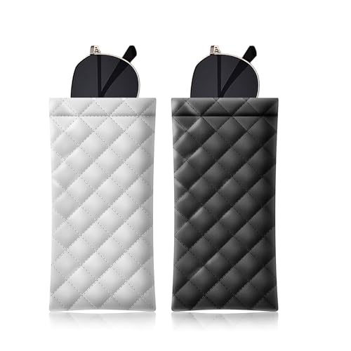 Estojo de óculos portátil com 2 peças, Preto/branco, M