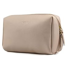 PU Leather Makeup Bag Travel Cosmetic Bag Organizer Make up Bag with Organization Pockets for Women Large, Brown