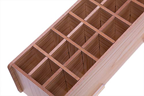 Chris.W Wooden 21-Compartment Artist's Pencils Pens Holder Wood Desktop School Office Supply Caddy Organizer(Beige) - Thumbnail 6
