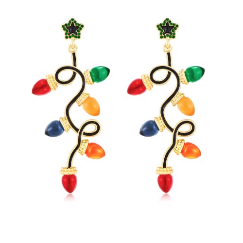 FILMOON Christmas Earrings for Women Colorful Light Bulb Earrings Holiday Festival Costume Jewelry