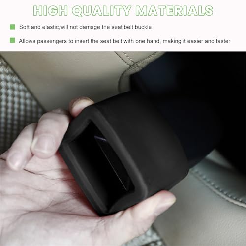 Image of povtii 2PCS Car Seat Belt Buckle Holder, Silicone Auto Seatbelt Buckle Booster Makes Receptacle Upright Buckling, Easy Access Seat Belt Buckle Safety Cover for Kids, Car Accessories (Black)