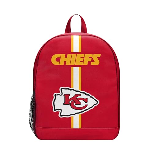 FOCO - NFL Youth Size Team Logo Striped Backpack - Ages 6-12 Years Old (Kansas City Chiefs)