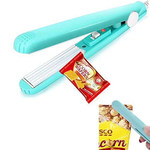 Mini Selladora de Bolsas, Sellador de Bolsas de Plastico, Mini Máquina de Sellado Térmico Portátil, Portátil de Mano Sellador Térmico para Comida Almacenamiento (azul)