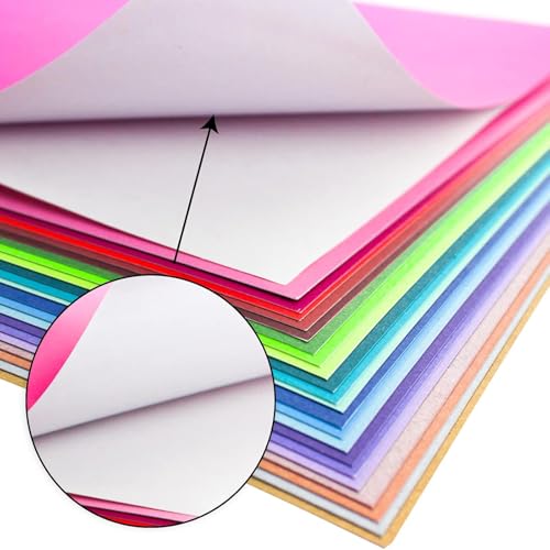 24 Blatt - A4 Sticker Papier zum Bedrucken, Selbstklebend Aufkleber Karton in 22 Farben, 250gsm Farbiges Papier für Scrapbooking, Kartenherstellung