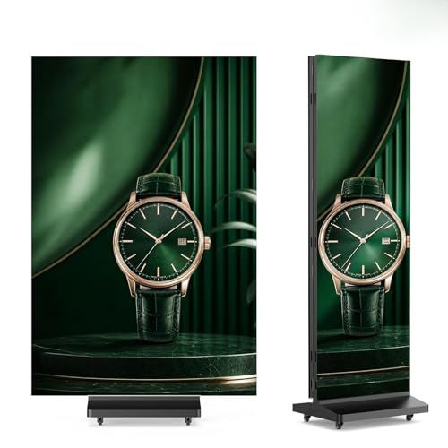 MWE P1.53 Tri-Fold LED Poster Screen with Flight Case,90" Dual-Sided LED Digital Signage Display Monitor,Spliceable Advertising Display Kiosk with Publishing System,Video Wall for Events and Rentals