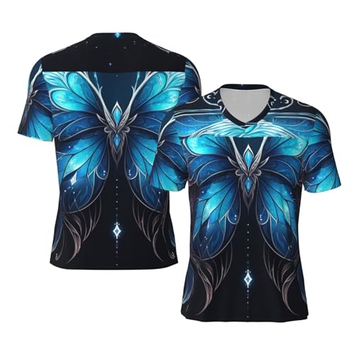 Stylish Athletic Sports Jersey Glowing-Butterfly-Wings Men's Rugby Jersey 4X-Large Black
