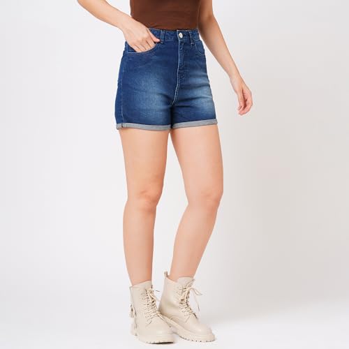 Image of Globus Women Black Slim Fit Mid Rise Hot Short