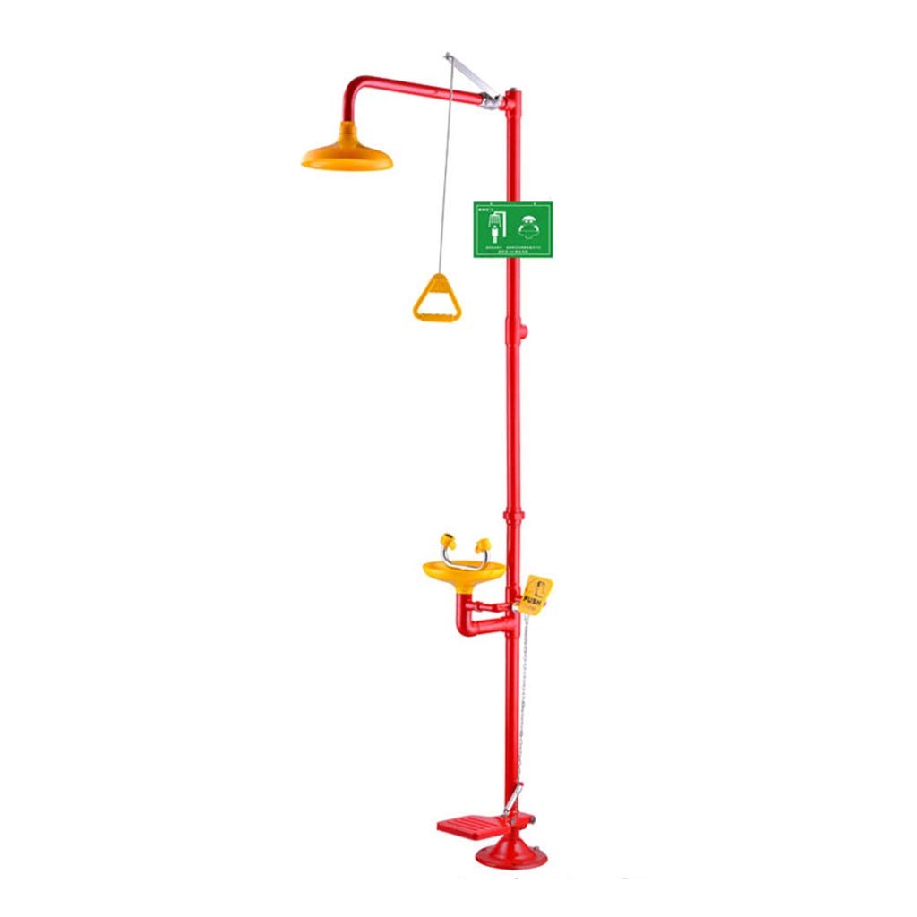 Station de douche oculaire combinée avec interrupteur à plaque poussoir gratuite – Douche au sol en acier inoxydable Équipement de rinçage d'urgence en laboratoire