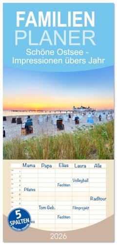 Familienplaner 2026 - Schöne Ostsee - Impressionen übers Jahr mit 5 Spalten (Wandkalender, 21 cm x 45 cm), CALVENDO: Im Eis, im Sturm oder im ... - wunderschöne Ostseebilder. (CALVENDO Natur)