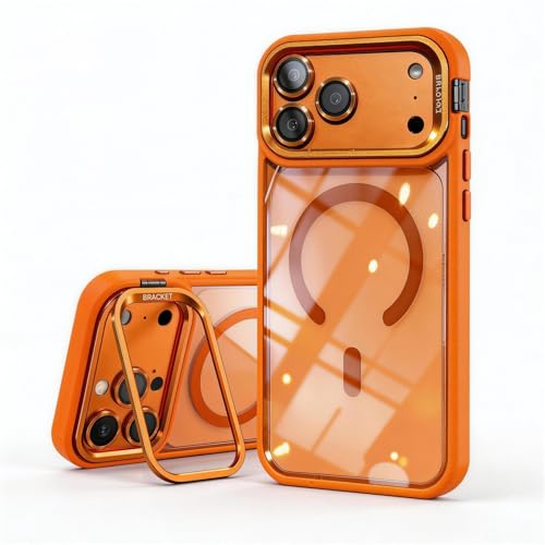 Coque iPhone 17 Pro Max transparente et orange pour vos vidéos mains libres