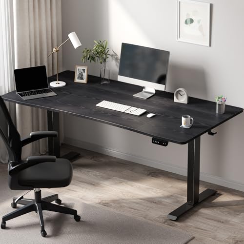 Image of Veken 63 x 28 Inch Electric Standing Desk with Adjustable Height, Sit to Stand Computer Table for Study, Work or Gaming, Home Office Desk Black