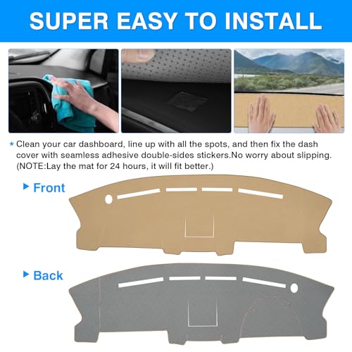 Image of Autorder Beige Dashboard Cover Mat for Ford F150 F-150 2004-2008 Accessories Dash Cover Upgrade Polyester Dash Mat Sunshade Glare UV Rays Protector