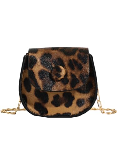 Women's Leopard Print Clutch Purse Button Decor Flap Square Bags PU Leather Crossbody Handbags