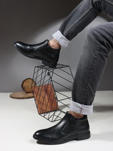 Image of Carlton London Men's Chelsea Ziper Comfortable and stylish boot with Round Toe for Casual and Party Use