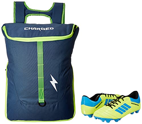 Image of CHARGED Sports Bag Utile Laptop Bag Blue with Gowin Football Shoe Destroyer Cyan Size-5, Multicolour