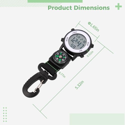 Reloj digital de clip mosquetón multifuncional reloj de bolsillo impermeable PONDON 2