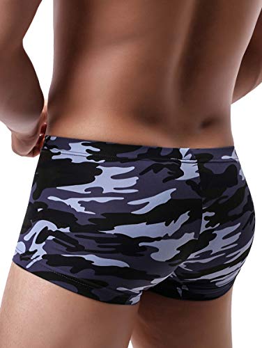 Retroshorts para hombres calzoncillos bóxer elásticos de camuflaje con bolsa de bulto de tiro bajo 3