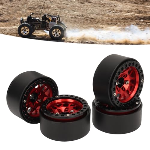 Jantes RC Beadlock 1.9 aluminium rouge pour SCX10 II - 7