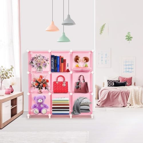 Image of LUHI Plastic Wardrobe for Kids Clothes ? Easy to Use Anti-Skid & Non-Slip Effective Professional, Plastic Cupboard for Kids, Foldable Almirah, Collapsible Wardrobe (Pink S4, 6+2Door)