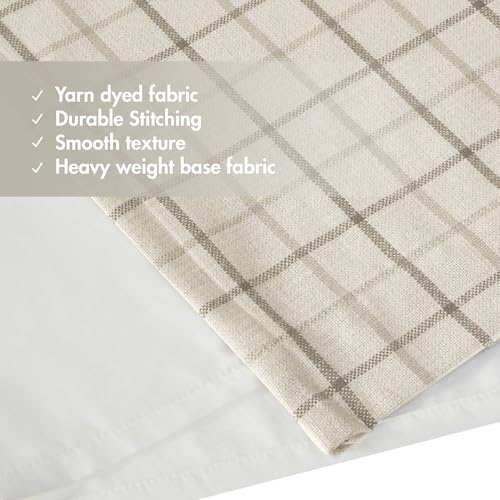 Image of Madison Park Anaheim Cabin Plaid Curtain Window, Thermal Insulated Fleece Lining, Living Room Decor Room Darkening Drape for Bedroom, 1-Single Panel Pack, 50x95, Rod Pocket & Front Tab, Neutral