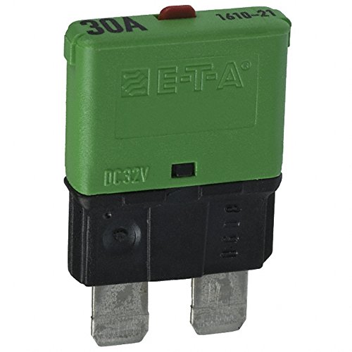 1610-21-30A, Circuit Breaker; Therm; Push; Cur-Rtg 30A; Socket; 1 Pole; Vol-Rtg 28VDC; Blade Snap