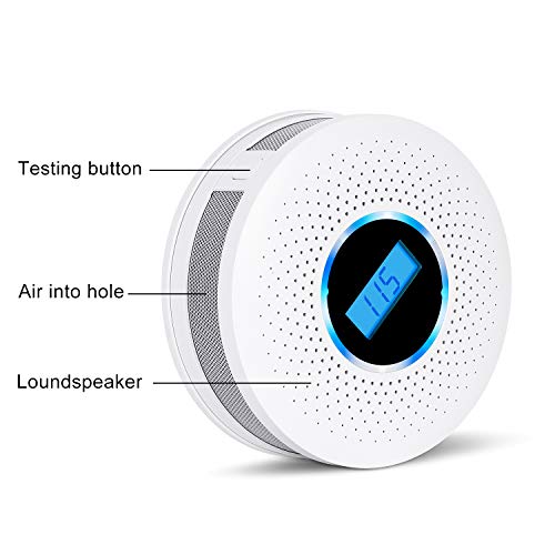 Smoke and Carbon Monoxide Detector Combo - with Voice Warning and LCD Display (AA Battery Not Include) CO Smoke Alarm Detector - 2 Pack