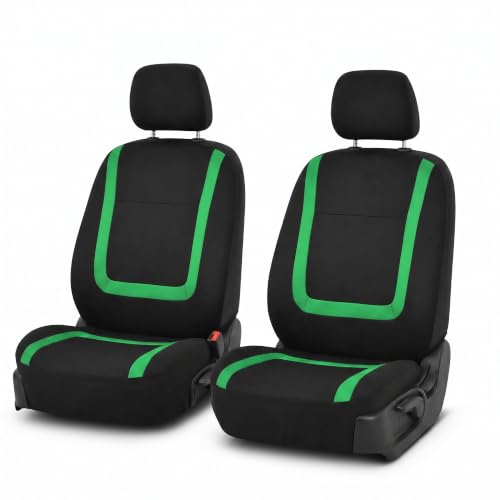 Image of FH Group Car Seat Covers Front Set in Cloth-Car Seat Covers for Low Back Car Seats with Removable Headrest,Universal Fit,Automotive Seat Covers,Washable Car Seat Cover for SUV,Sedan,Van Green