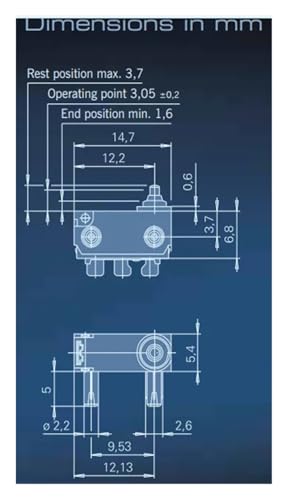 Microswitch étanche DK1G-RRA0 2A 12VDC lot de 3pcs mini interrupteur de fin de course