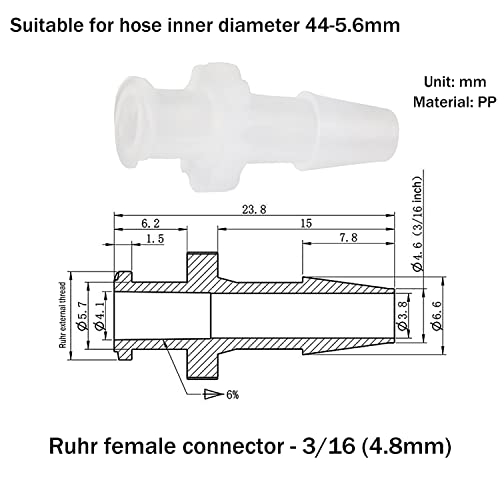 image for MEETOOT 10pcs Female Luer Lock 3/16