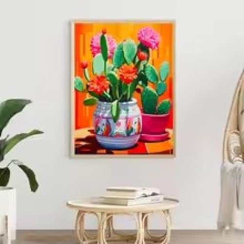 Affiche cactus vintage 50x70 cm toile botanique minimaliste