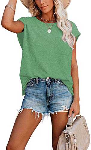 Image of CNFUFEN Short /Long Sleeve T Shirts for Women Fashion Casual Summer Lightweight Solid Trendy Tops