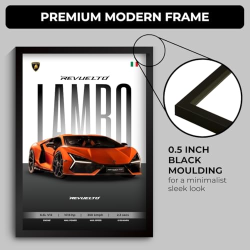 Image of Lamborghini Revuelto Poster | Framed Lamborghini A4 Sized (31 x 23 cm) | Car Poster for Wall, Gift for Boys, Supercar Posters | Supercar Frames | Car Posters for Wall, Bedroom, Hostel, Study Room (F 011)