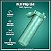 Ion8 1 Litre Water Bottle with Times to Drink, Leak Proof, Flip Lid, Carry Handle, Dishwasher Safe, BPA Free, Soft Touch Contoured Grip, Ideal for Gym, Health and Fitness, 32 oz, Teal