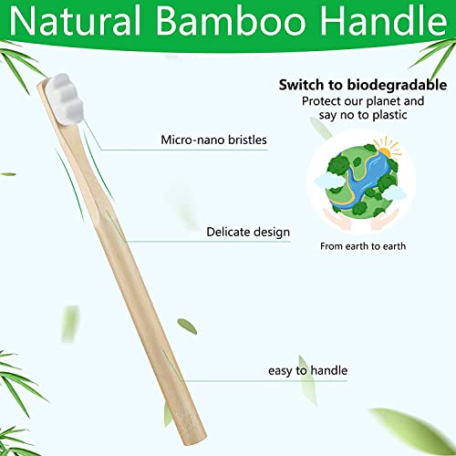 Image of Athelas Pack of 4 Ultra Soft Sustainable Round Ergonomic Handle Premium Bamboo Toothbrushes | 20000 Nano Bristles for Sensitive Teeth & Gums 100% Natural Organic Bamboo Tooth Brush