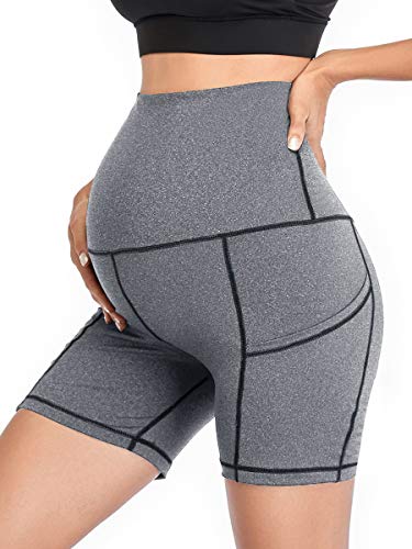 Summer Mae Maternity Yoga Shorts Comfy Running Active Workout Athletic Shorts Light Grey Small #TOP4