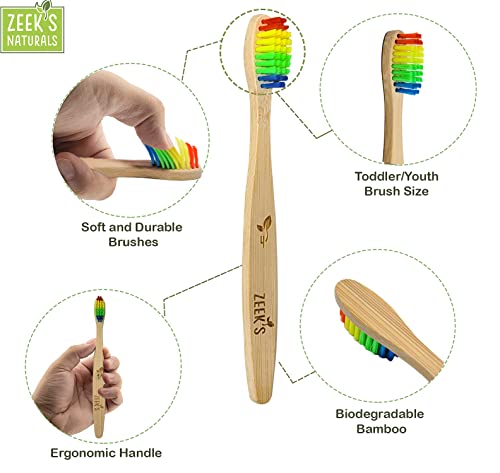 Kids Zahnbürsten, biologisch abbaubar, umweltfreundlich, 4 Stück, nummeriert – Bild 3