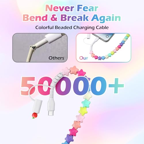 Aolcev USB C Cable 4 in 1 Multi Beaded for iPhone Charger Cord for iPhone 17 16 15 Pro Max MFi Certified 3.3FT Star Fast Charging Cable 66W USB A Type C IOS Cable for iPhone 14 13 Pro Max/iPad Colored