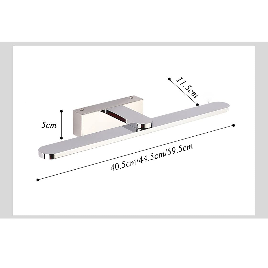 Lampe miroir salle bain, lumière miroir LED IP44 blanc chaud 3000K 230V lampe d'armoire miroir acier inoxydable installation facile lampe murale miroir LED pour intérieur