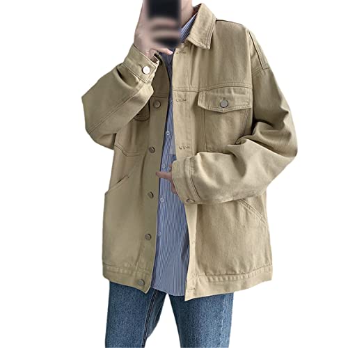 Veste en jean d'automne homme style urbain hip hop blouson bomber décontracté kaki XXL