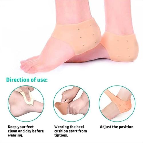 Image of Heel Socks Combo Anti Crack Full Length Silicone Sandal Foot Protector SiliconeSocks for Women, Men Crack Heel Repair Socks, foot spa socks for Women