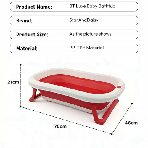 Image of StarAndDaisy Baby Bath Tub for 0 to 5 Years /Bath Tub for Kids 0-3 Years, Tub for Girls & Boys with oldable Legs, Easy to Store -Red