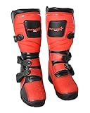MTR bikes Botas de MotoCross para Niños en Color Rojo, con Puntera de Acero, Hebillas Ajustables y Cremallera de cierre - Rojo, 32