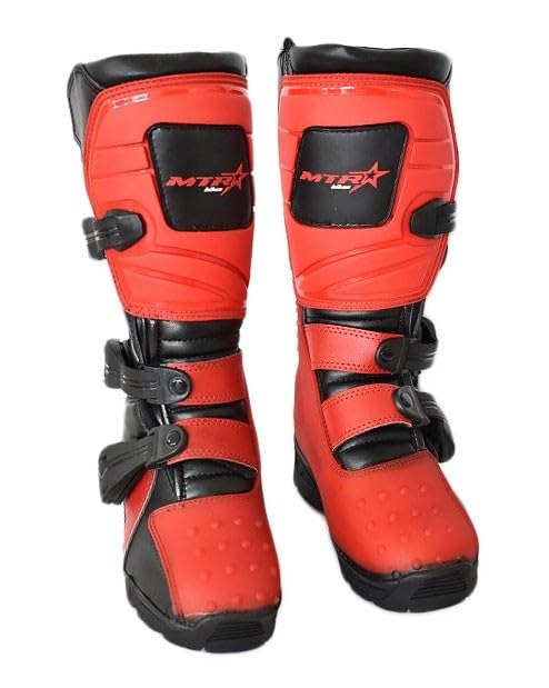 Botas motocross MTR niño rojas con hebillas ajustables