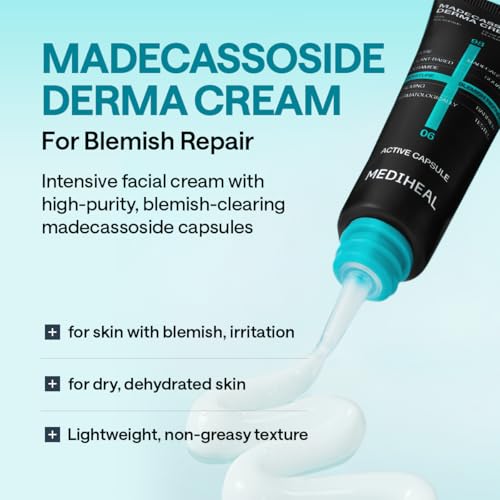 Image of Mediheal Madecassoside Blemish Repair Skincare Bundle - Toner Pads (100ct) + Repair Serum + Derma Cream | Centella Asiatica Tone Care, Hydration & Skin Barrier Support