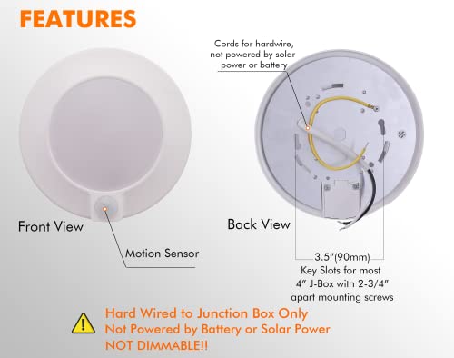 Cloudy Bay LSF41095CWH 5 Color Motion Sensor Ceiling Light, 120V Cri90 10W,6.5 Inch 2700K/3000K/3500K/4000K/5000K Selectable Led Flush Mount Fixture For Garage,Walk-In Closet,Attic,Pantry thumb #3