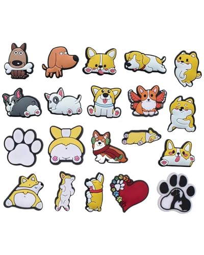 CULEB 20 Piezas Shoe Charms Zapatos Adornos PVC para Crocs,Forma de Perro Dibujos Animados,Decoración de Zapatos Tipo Zueco para Niños Adultos DIY Regalo,Regalos Fiesta Cumpleaños