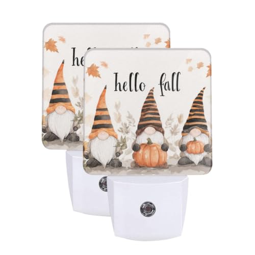 Image of Fall Thanksgiving Gnome LED Plug-in Nightlights 2-Pack for Corridors