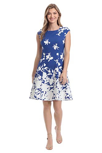 Image of London Times Womens Dresses Cap Sleeve Fit and Flare - Elegant Summer Cocktail Graduation Garden Party Wedding Guest Dress